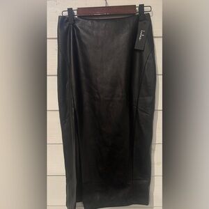 Lulus Black Vegan Leather Pencil Skirt with slit in size XS